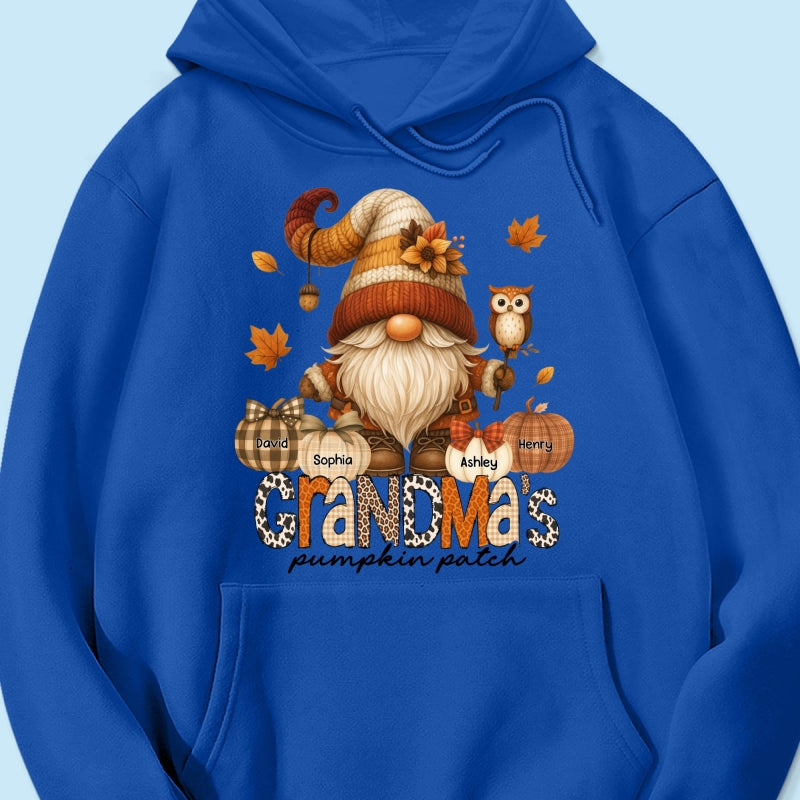 Grandma's Pumpkin Patch Cute Fall Gnome Personalized Sweatshirt, Cozy Fall Shirt for Grandma, Mom