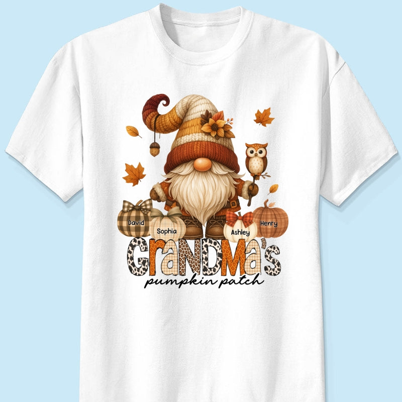 Grandma's Pumpkin Patch Cute Fall Gnome Personalized Sweatshirt, Cozy Fall Shirt for Grandma, Mom