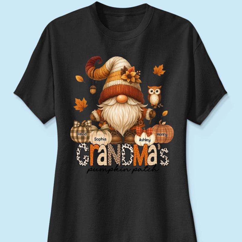Grandma's Pumpkin Patch Cute Fall Gnome Personalized Sweatshirt, Cozy Fall Shirt for Grandma, Mom