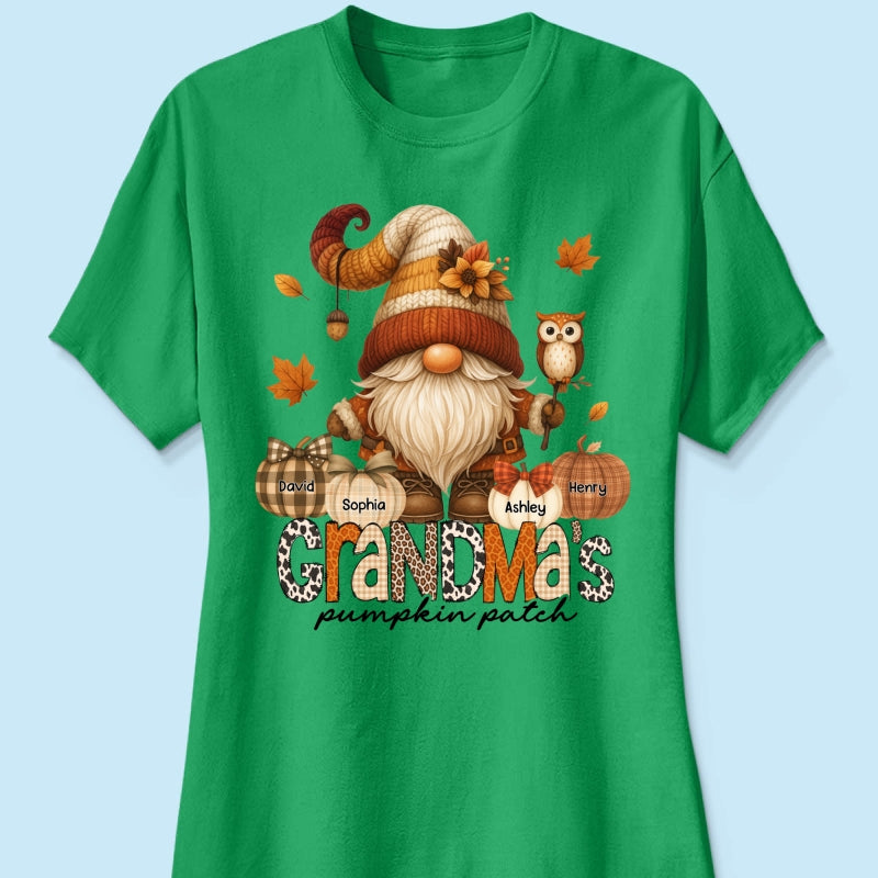 Grandma's Pumpkin Patch Cute Fall Gnome Personalized Sweatshirt, Cozy Fall Shirt for Grandma, Mom