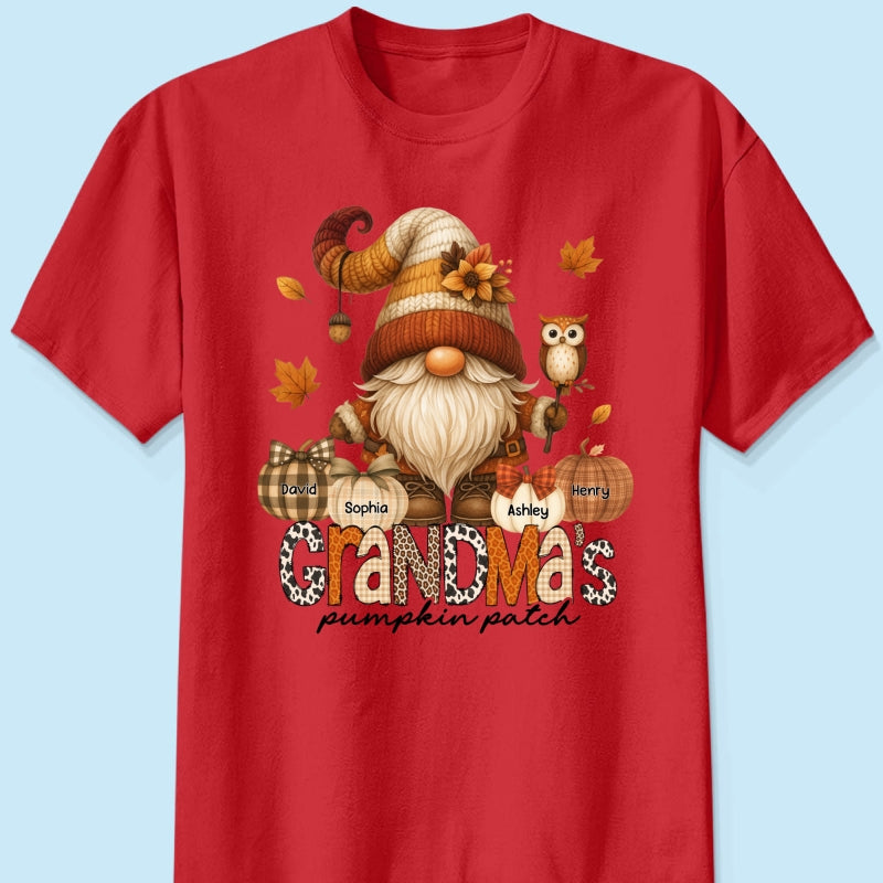 Grandma's Pumpkin Patch Cute Fall Gnome Personalized Sweatshirt, Cozy Fall Shirt for Grandma, Mom