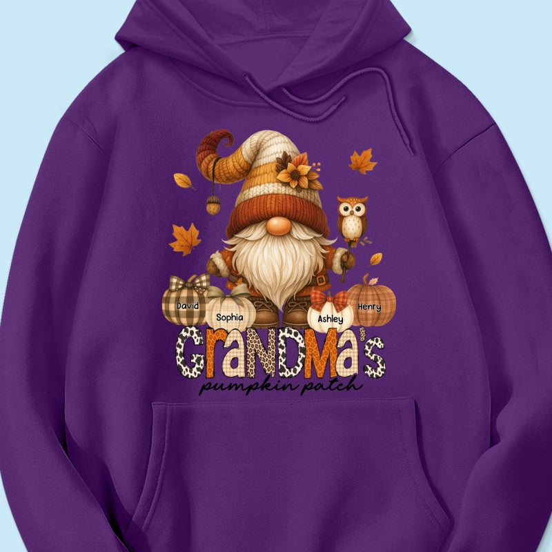 Grandma's Pumpkin Patch Cute Fall Gnome Personalized Sweatshirt, Cozy Fall Shirt for Grandma, Mom