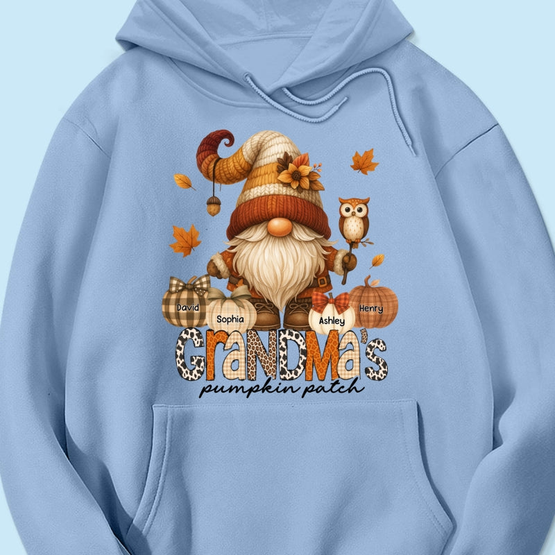 Grandma's Pumpkin Patch Cute Fall Gnome Personalized Sweatshirt, Cozy Fall Shirt for Grandma, Mom
