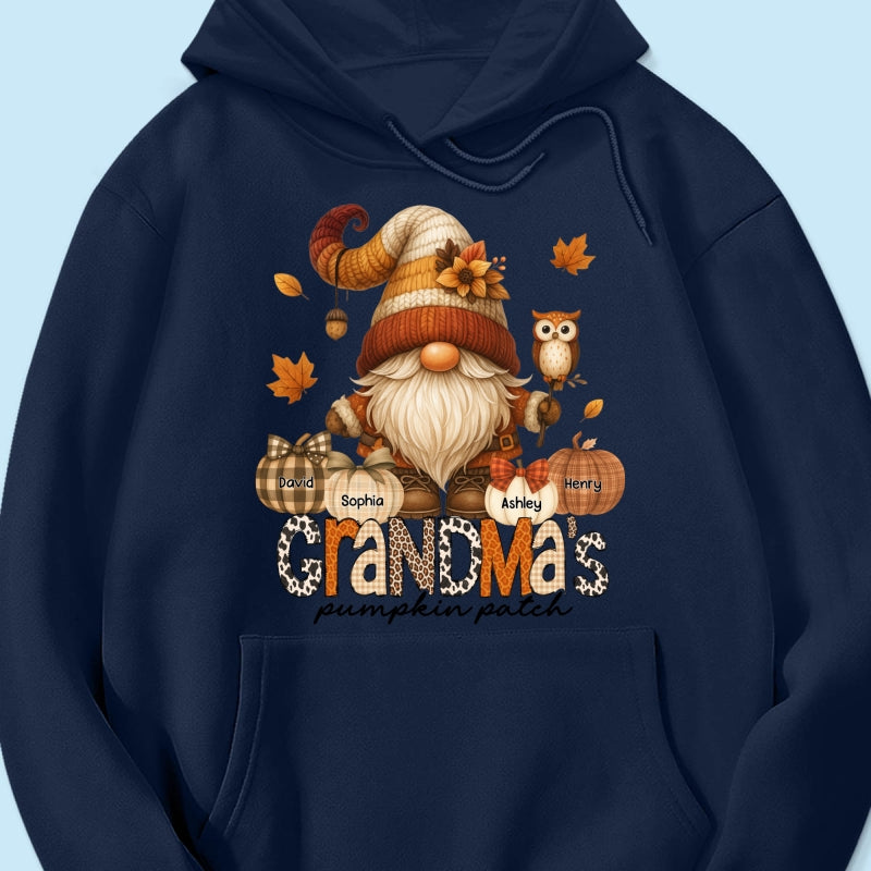 Grandma's Pumpkin Patch Cute Fall Gnome Personalized Sweatshirt, Cozy Fall Shirt for Grandma, Mom