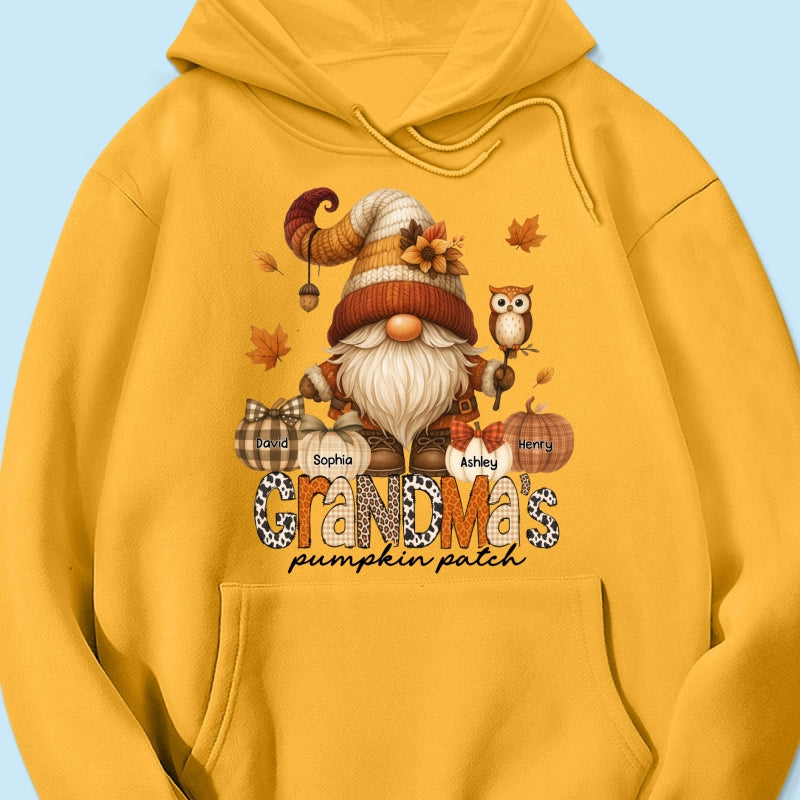 Grandma's Pumpkin Patch Cute Fall Gnome Personalized Sweatshirt, Cozy Fall Shirt for Grandma, Mom
