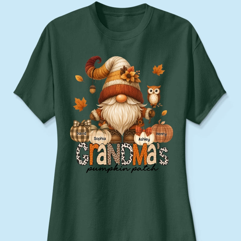 Grandma's Pumpkin Patch Cute Fall Gnome Personalized Sweatshirt, Cozy Fall Shirt for Grandma, Mom