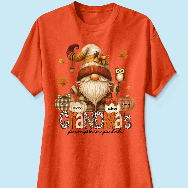 Grandma's Pumpkin Patch Cute Fall Gnome Personalized Sweatshirt, Cozy Fall Shirt for Grandma, Mom