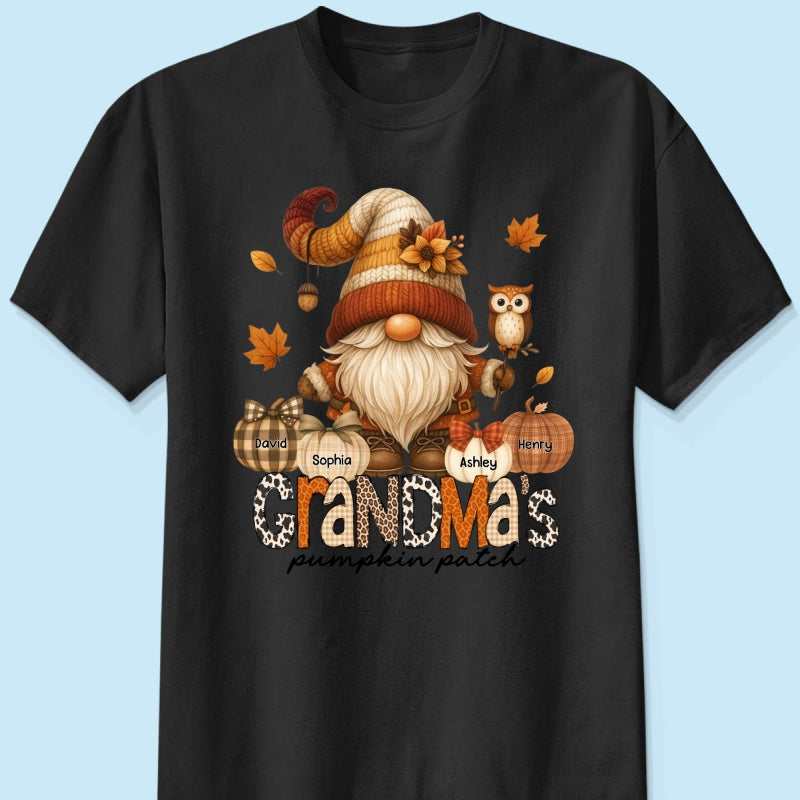 Grandma's Pumpkin Patch Cute Fall Gnome Personalized Sweatshirt, Cozy Fall Shirt for Grandma, Mom