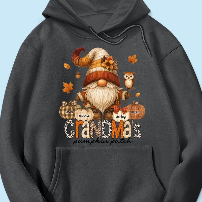Grandma's Pumpkin Patch Cute Fall Gnome Personalized Sweatshirt, Cozy Fall Shirt for Grandma, Mom