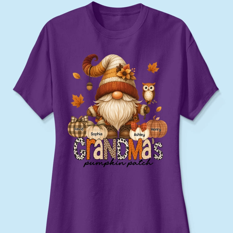 Grandma's Pumpkin Patch Cute Fall Gnome Personalized Sweatshirt, Cozy Fall Shirt for Grandma, Mom