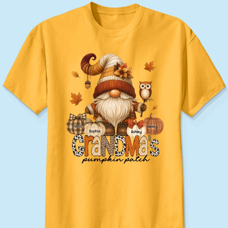Grandma's Pumpkin Patch Cute Fall Gnome Personalized Sweatshirt, Cozy Fall Shirt for Grandma, Mom