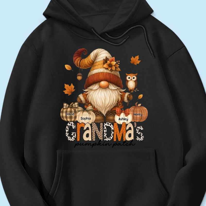 Grandma's Pumpkin Patch Cute Fall Gnome Personalized Sweatshirt, Cozy Fall Shirt for Grandma, Mom
