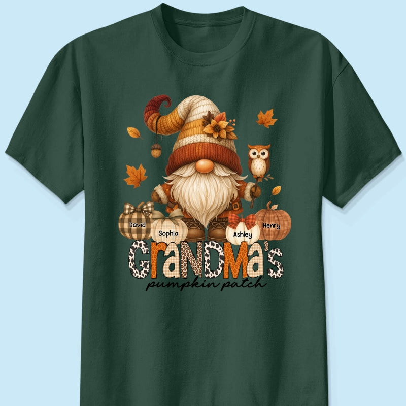 Grandma's Pumpkin Patch Cute Fall Gnome Personalized Sweatshirt, Cozy Fall Shirt for Grandma, Mom
