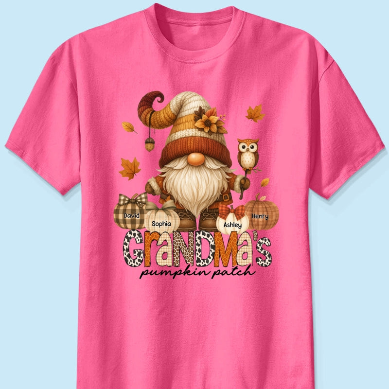 Grandma's Pumpkin Patch Cute Fall Gnome Personalized Sweatshirt, Cozy Fall Shirt for Grandma, Mom