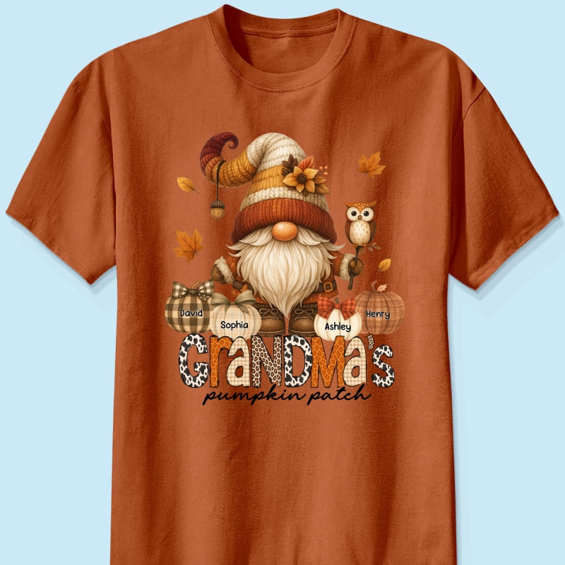 Grandma's Pumpkin Patch Cute Fall Gnome Personalized Sweatshirt, Cozy Fall Shirt for Grandma, Mom