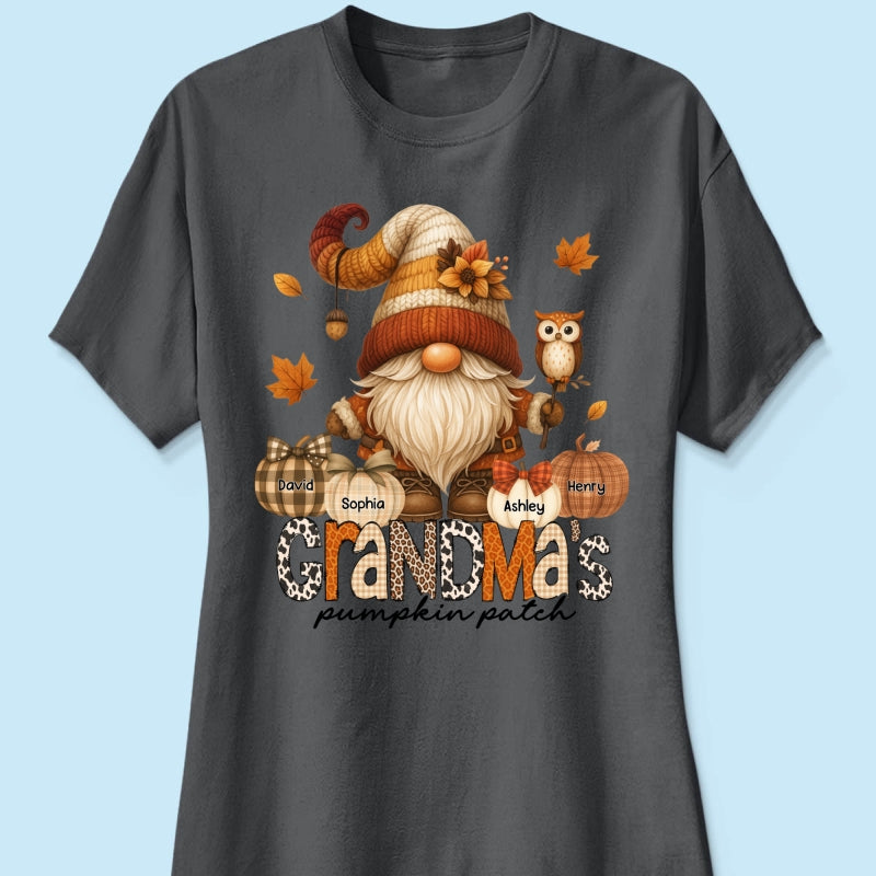 Grandma's Pumpkin Patch Cute Fall Gnome Personalized Sweatshirt, Cozy Fall Shirt for Grandma, Mom