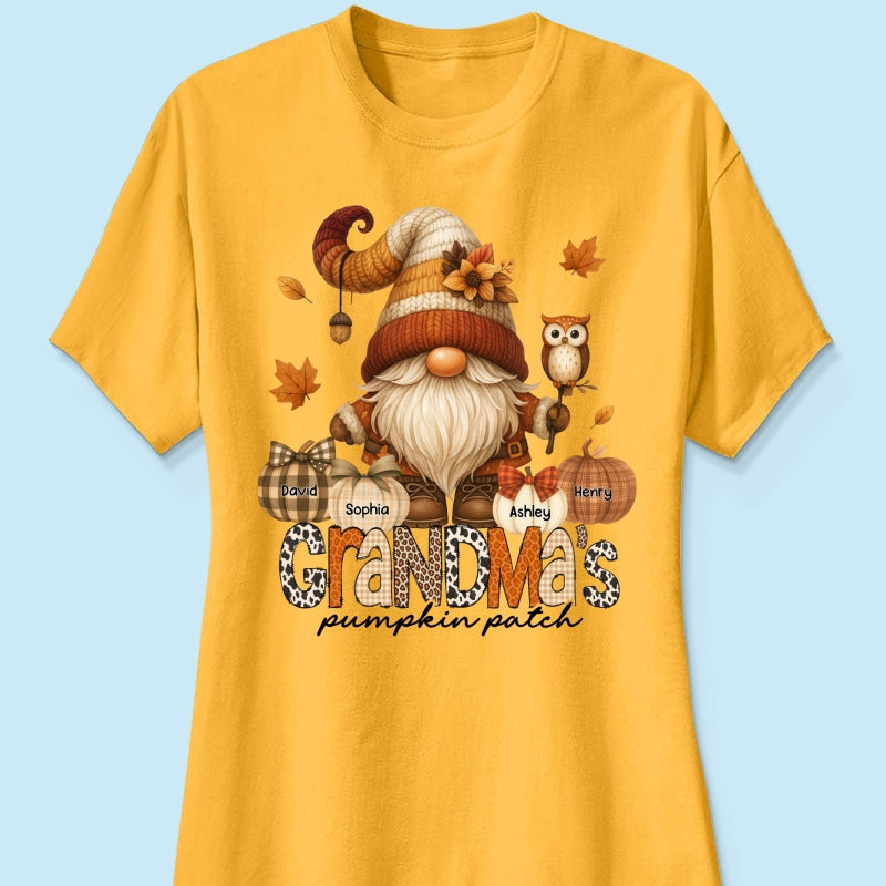 Grandma's Pumpkin Patch Cute Fall Gnome Personalized Sweatshirt, Cozy Fall Shirt for Grandma, Mom