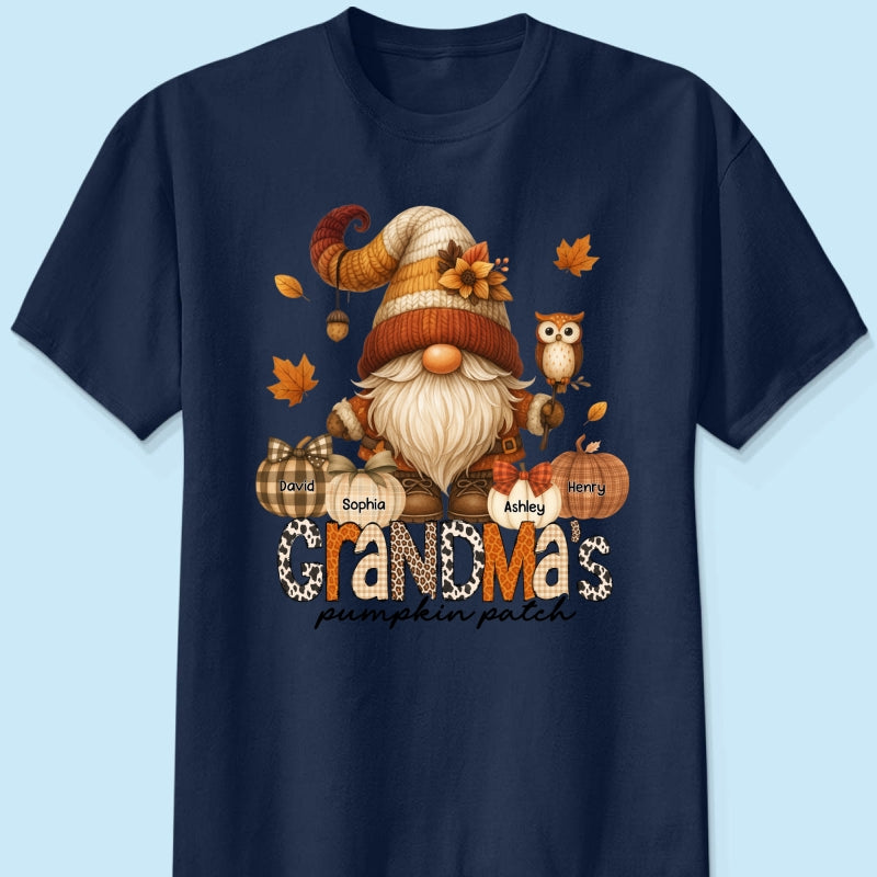 Grandma's Pumpkin Patch Cute Fall Gnome Personalized Sweatshirt, Cozy Fall Shirt for Grandma, Mom