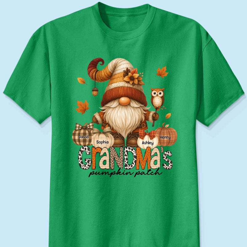 Grandma's Pumpkin Patch Cute Fall Gnome Personalized Sweatshirt, Cozy Fall Shirt for Grandma, Mom