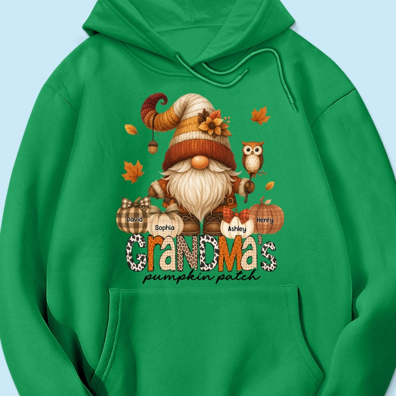 Grandma's Pumpkin Patch Cute Fall Gnome Personalized Sweatshirt, Cozy Fall Shirt for Grandma, Mom