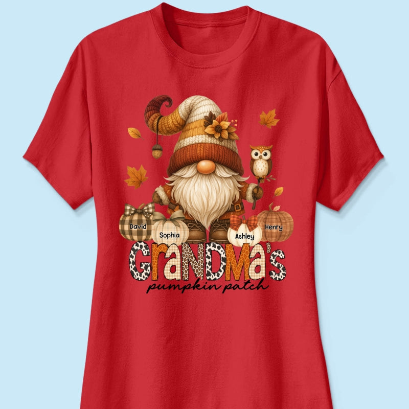 Grandma's Pumpkin Patch Cute Fall Gnome Personalized Sweatshirt, Cozy Fall Shirt for Grandma, Mom