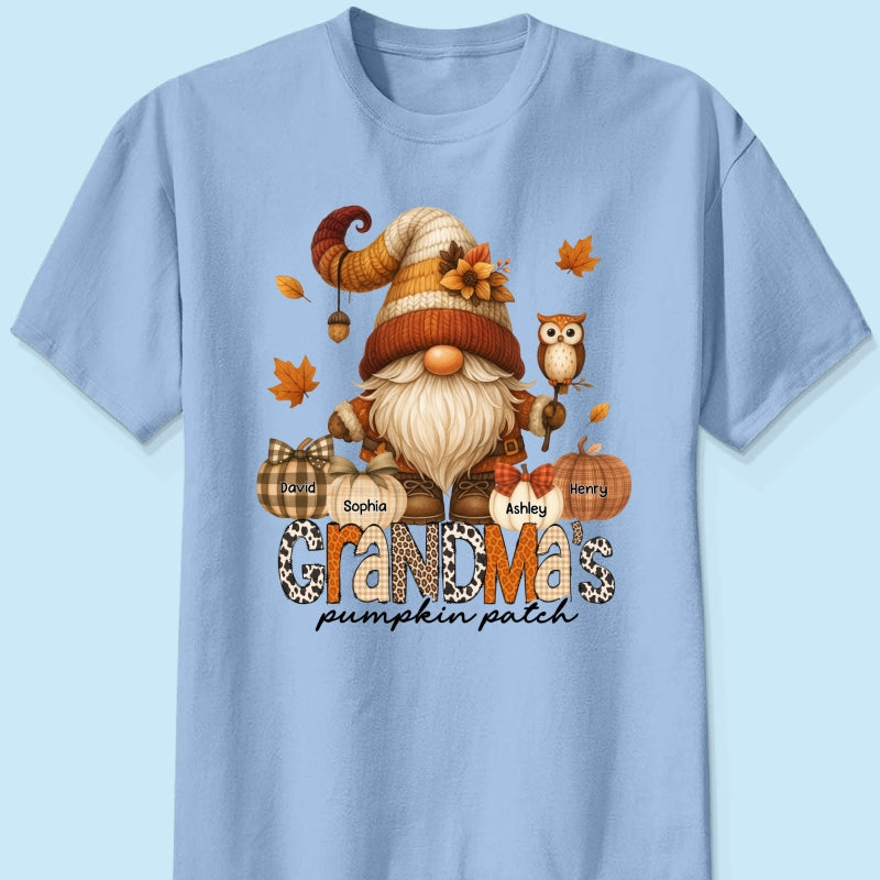 Grandma's Pumpkin Patch Cute Fall Gnome Personalized Sweatshirt, Cozy Fall Shirt for Grandma, Mom
