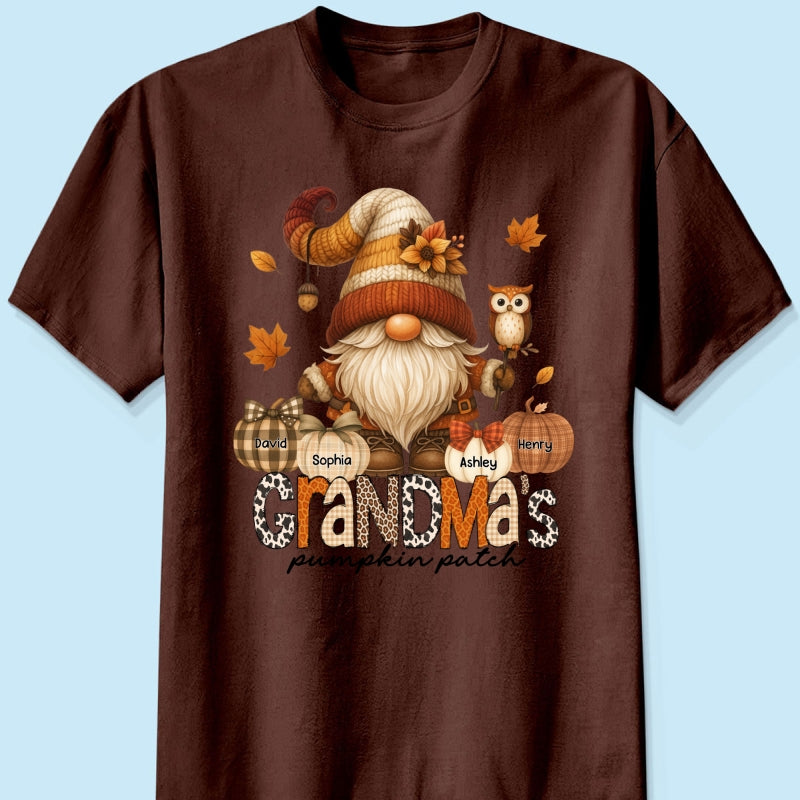 Grandma's Pumpkin Patch Cute Fall Gnome Personalized Sweatshirt, Cozy Fall Shirt for Grandma, Mom