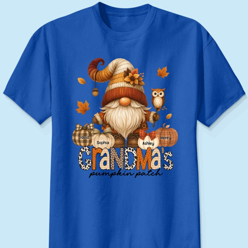 Grandma's Pumpkin Patch Cute Fall Gnome Personalized Sweatshirt, Cozy Fall Shirt for Grandma, Mom