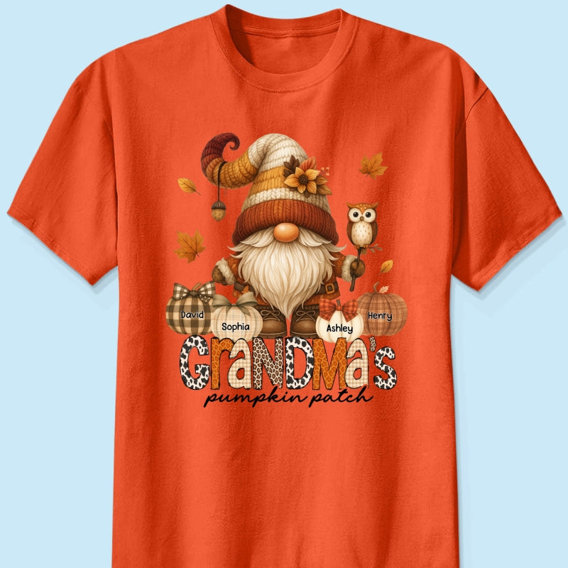 Grandma's Pumpkin Patch Cute Fall Gnome Personalized Sweatshirt, Cozy Fall Shirt for Grandma, Mom