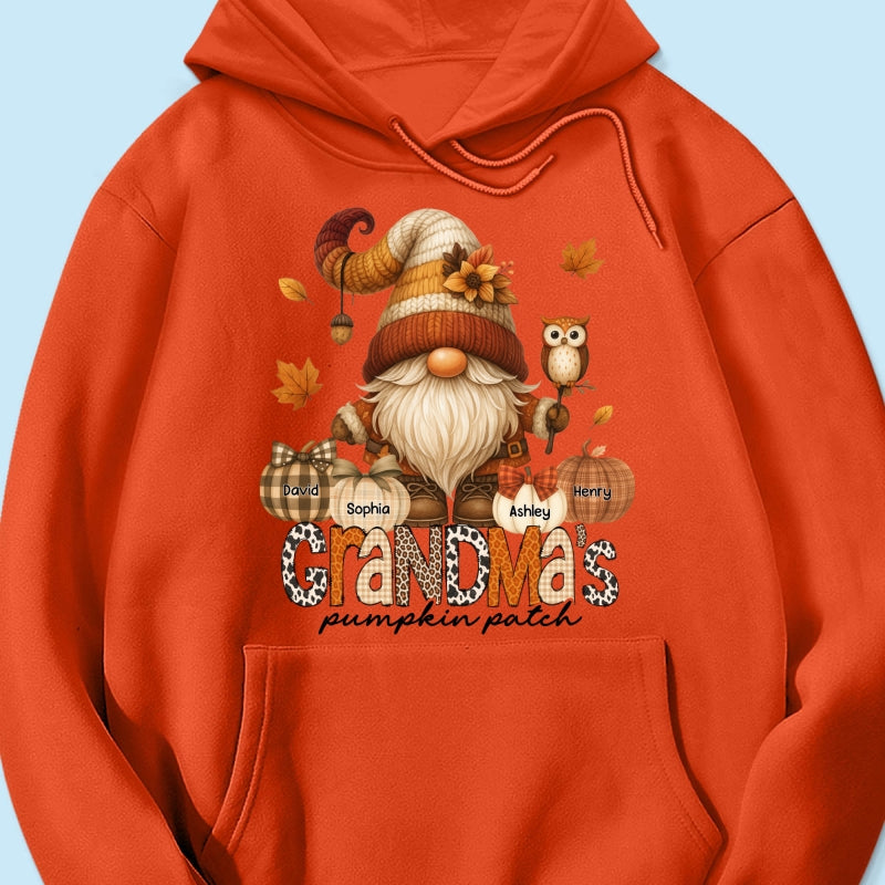 Grandma's Pumpkin Patch Cute Fall Gnome Personalized Sweatshirt, Cozy Fall Shirt for Grandma, Mom