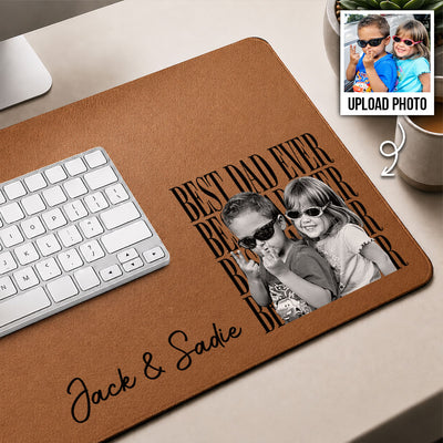 Best Dad Ever Custom Kids Photo - Personalized Desk Mat - Father's Day Gift For Dad, Husband