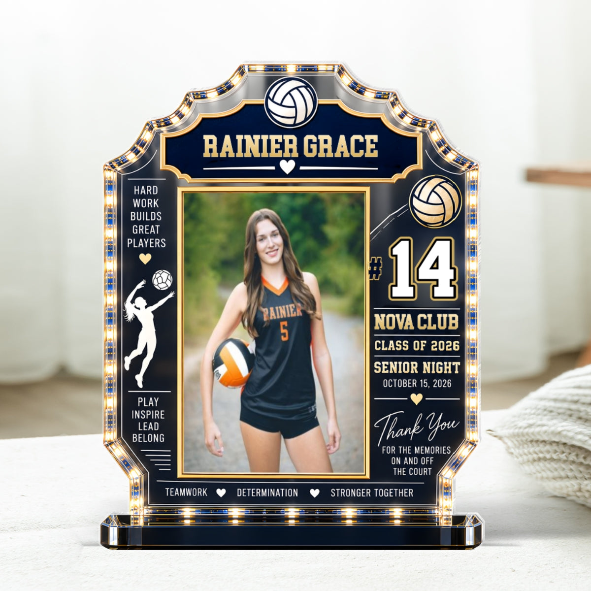 Custom Volleyball Player Senior Night - Personalized Acrylic Block Plaque - Class of 2026 Gift, Christmas Gift for Seniors