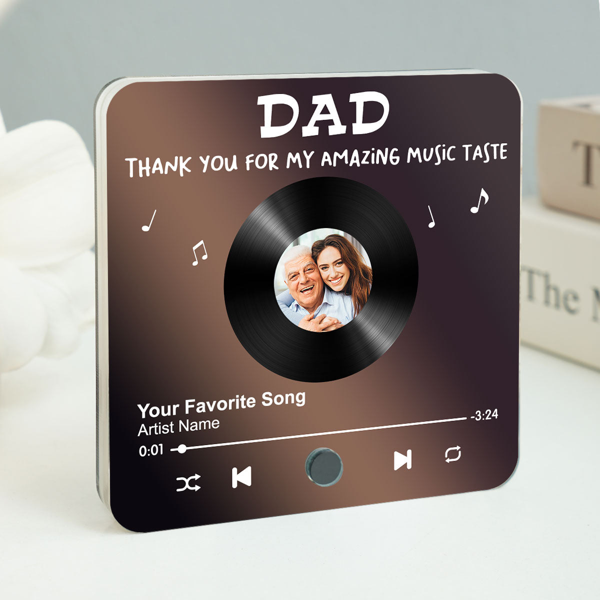 Dad Thank You For My Amazing Music Taste Upload Photo Favorite Song Personalized Music Fridge Magnet