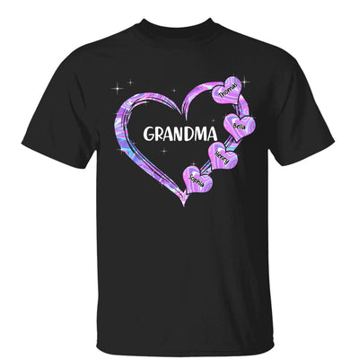 Hologram Grandma Hearts Grandkids Names Personalized Shirt