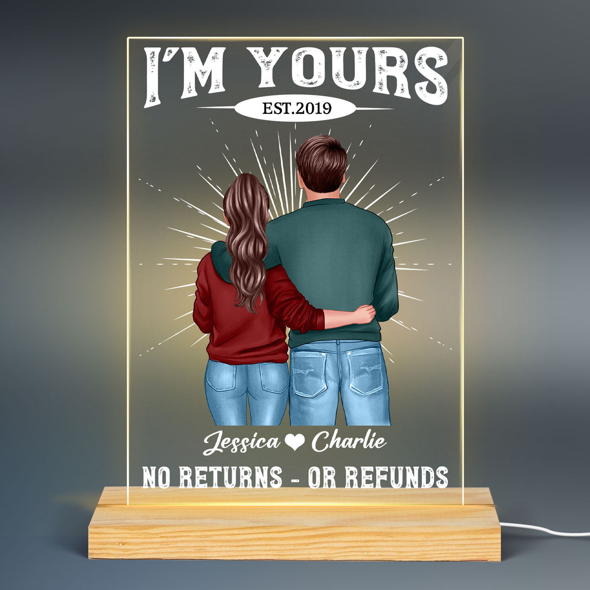 I‘m Yours Couple Gift For Him Gift For Her Personalized LED Night Light, Acrylic LED Lamp