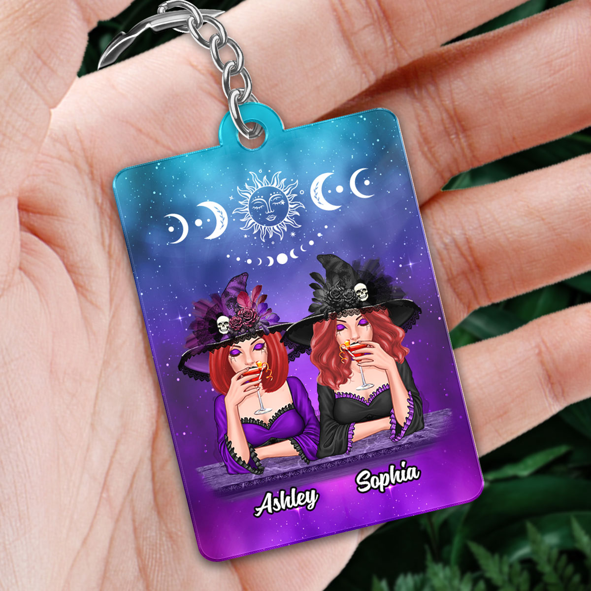 Galaxy Halloween Besties Sisters Personalized Acrylic Keychain