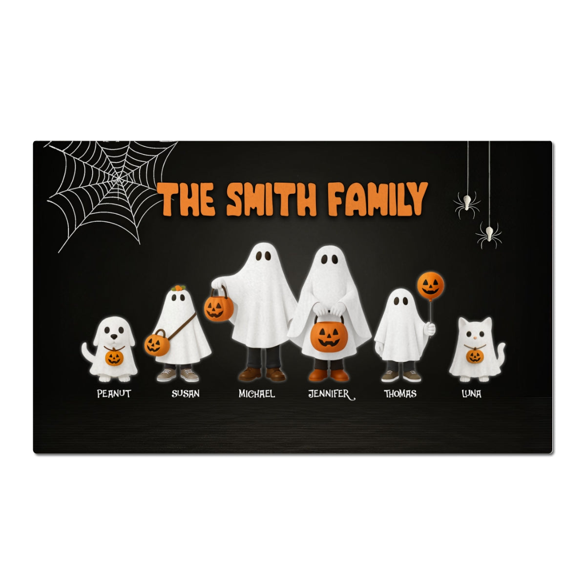 3D Effect Halloween Cute Funny Boo Family Personalized Doormat