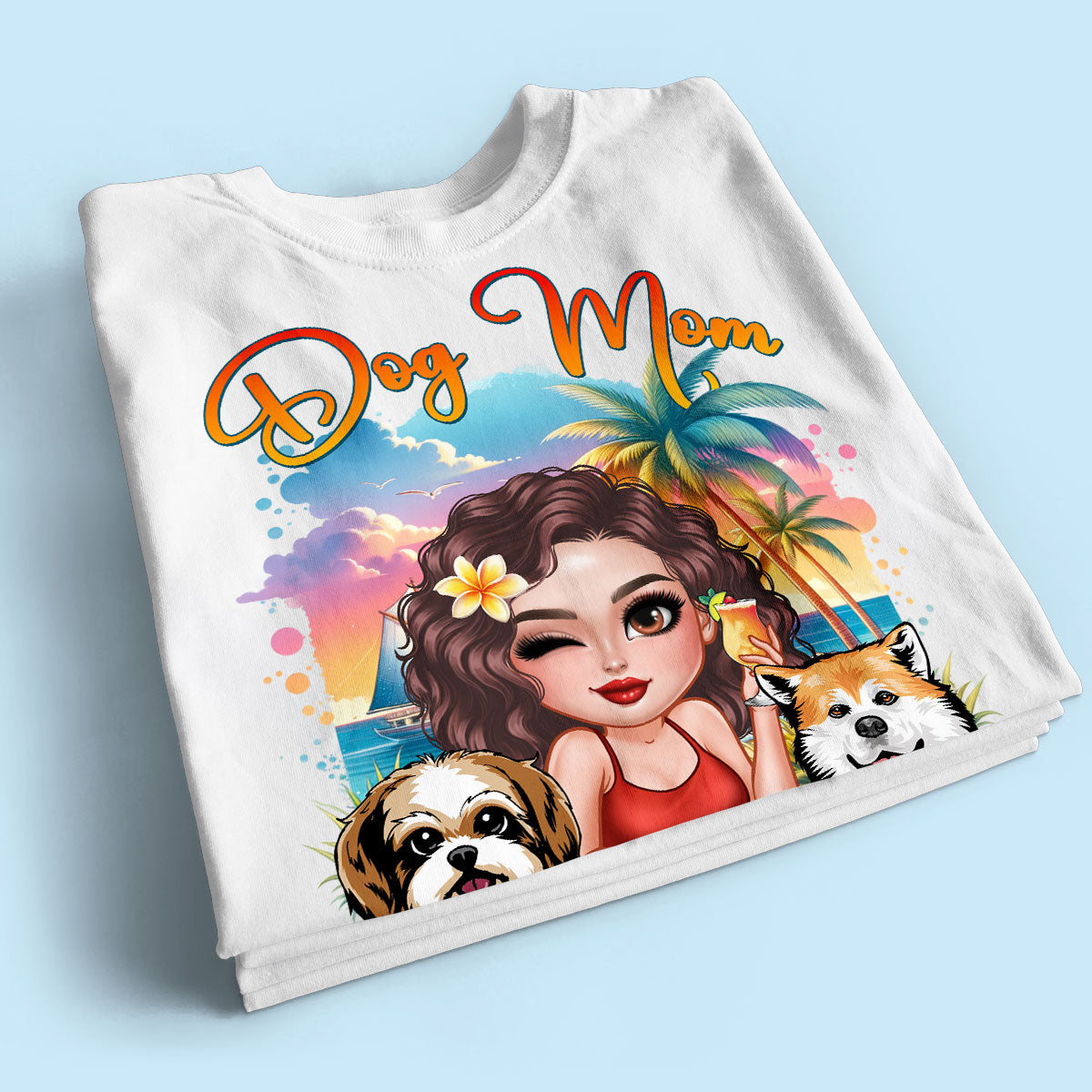 Summer Vibe Dog Mom Personalized Shirt