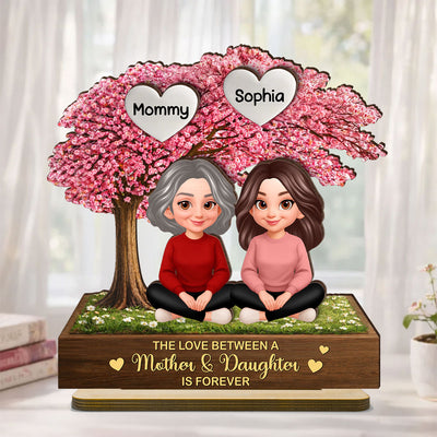 The Love Between Mother & Daughter is Forever - Personalized 2-Layered Wooden Plaque - Heartfelt Gift for Mom