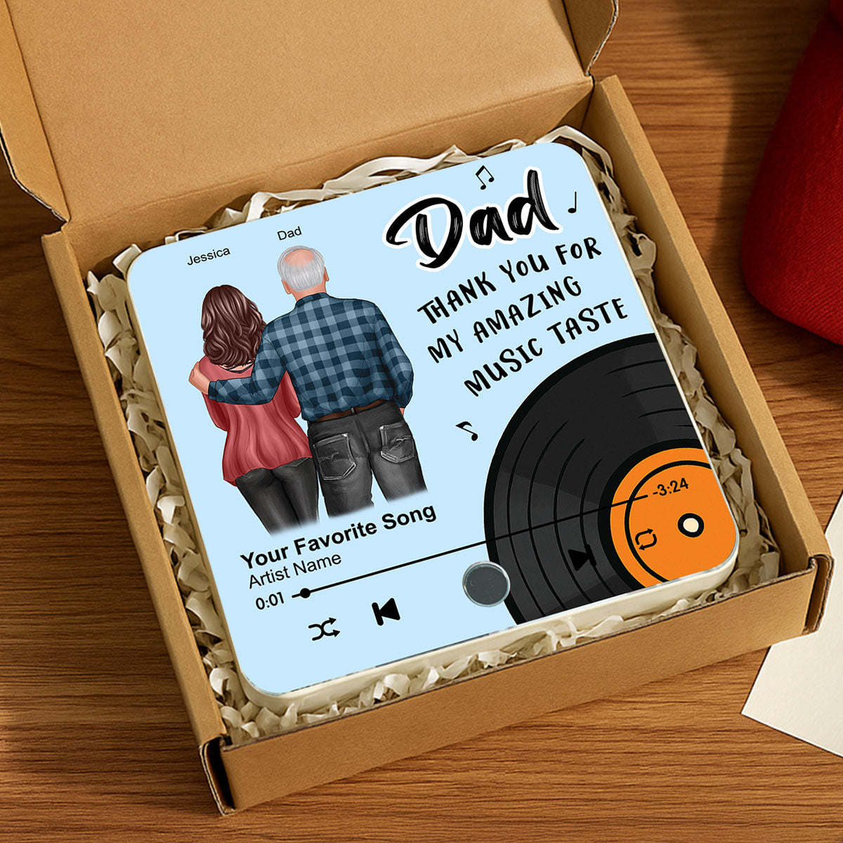 Dad Thank You For My Amazing Music Taste Custom Dad's Favorite Song Personalized Music Fridge Magnet