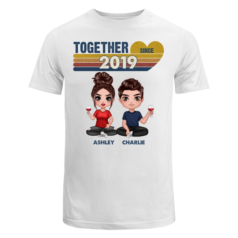 Doll Couple Sitting Together Since Retro Personalized Shirt - Gift For Him Gift For Her