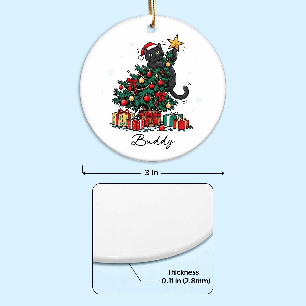 Cute Dog Cat On Christmas Tree Upload Photo - Personalized Ceramic Ornament - Funny Gift For Dog Lover, Cat Lover