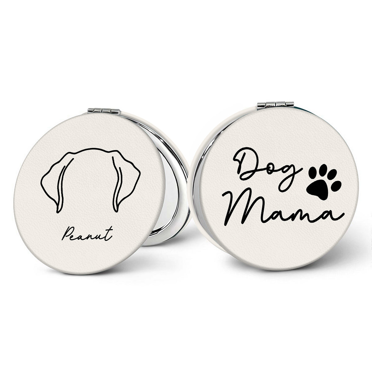 Dog Mom Outline Dog Head Personalized Circle Compact Mirror