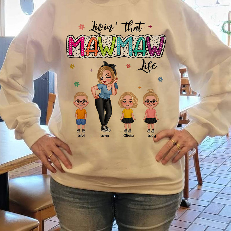 Livin‘ That Grandma Mom Life Pretty Woman & Kids Summer Vibe Personalized Shirt