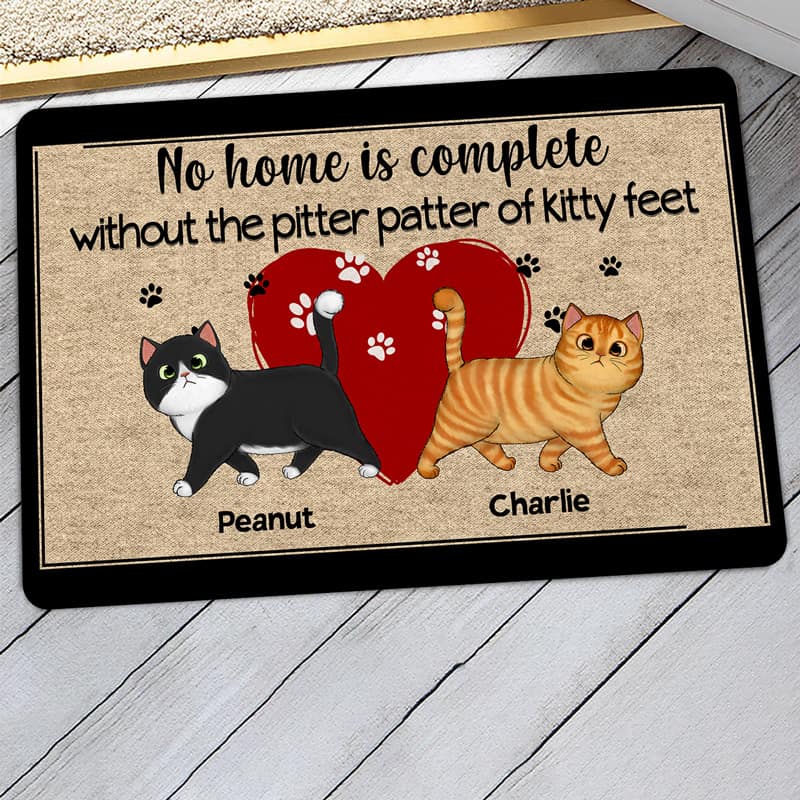 Pitter Patter Of Kitty Feet Cats Personalized Doormat