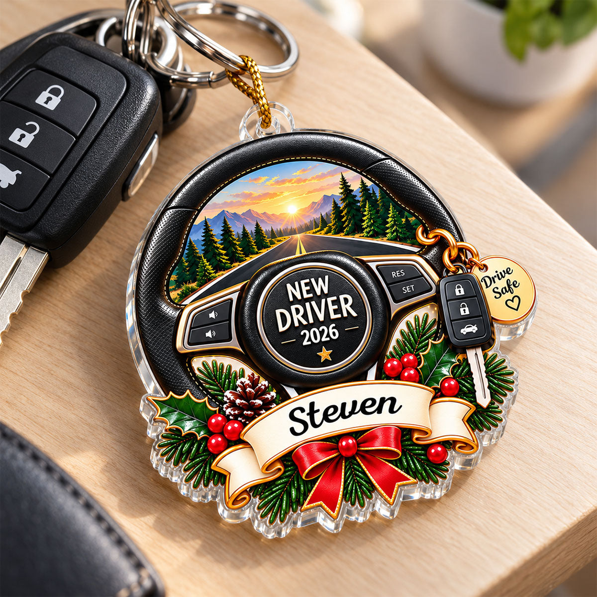 Custom Name New Driver - Personalized Acrylic Ornament - First Car New License Driving Keepsake Gift For Boy Girl