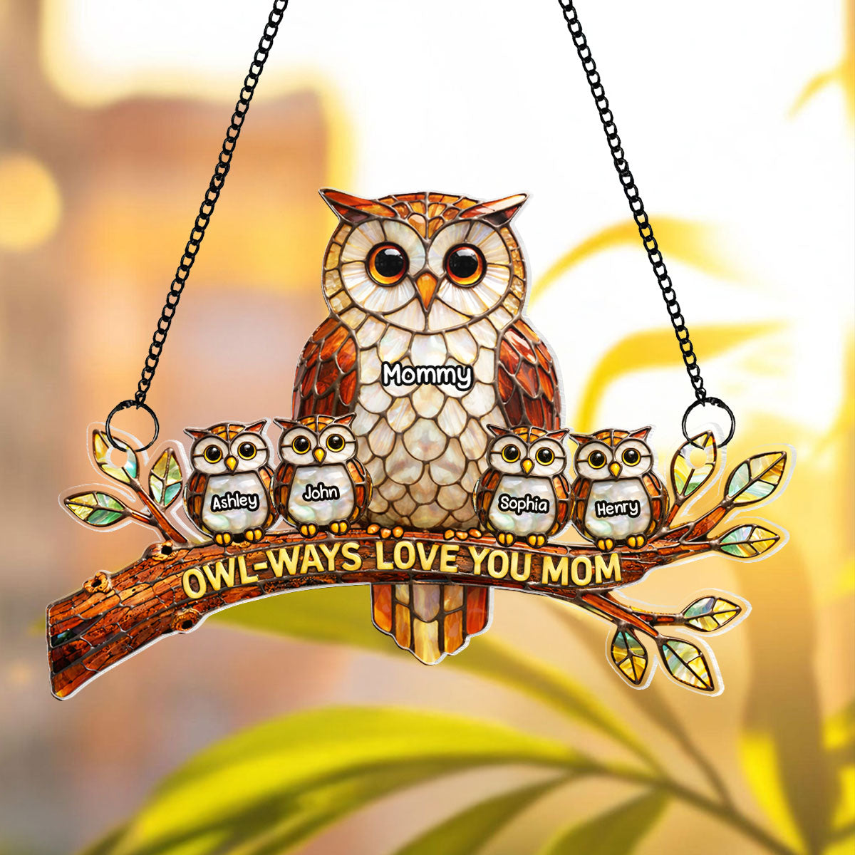 Owl-Ways Love You Mom - Personalized Acrylic Window Hanging - Gift For Mom, Grandma