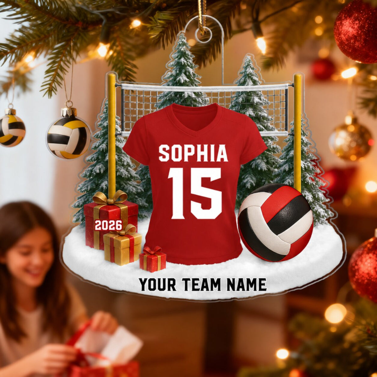 3D Effect Volleyball Player Uniform - Personalized Acrylic Ornament - Christmas Gift For Volleyball Players, School Volleyball Team