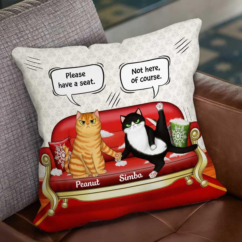 Cats Scratching Sofa Personalized Pillow