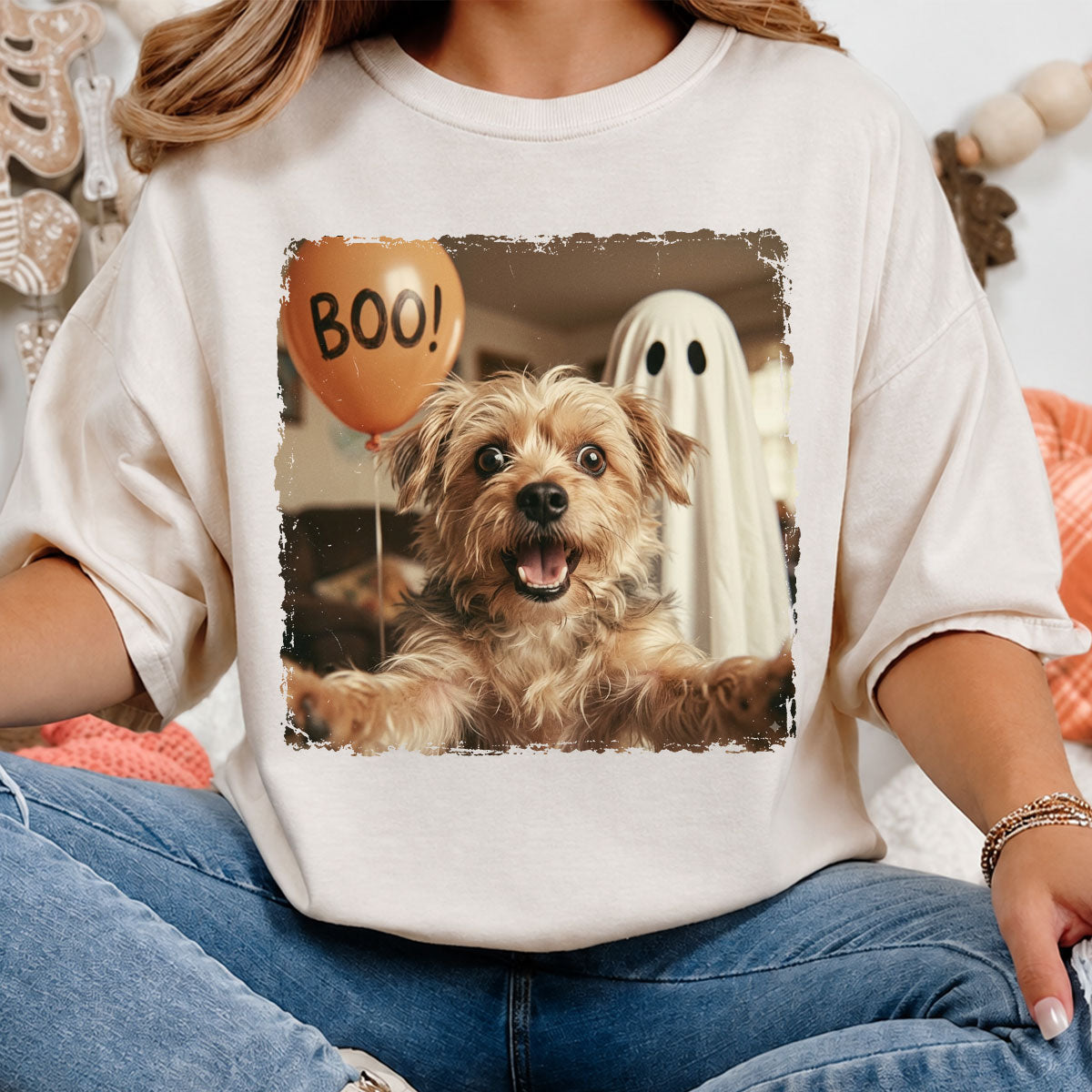 Custom Dog Photo Halloween - Personalized Shirt - Trendy Vintage Spooky Tee for Dog Moms